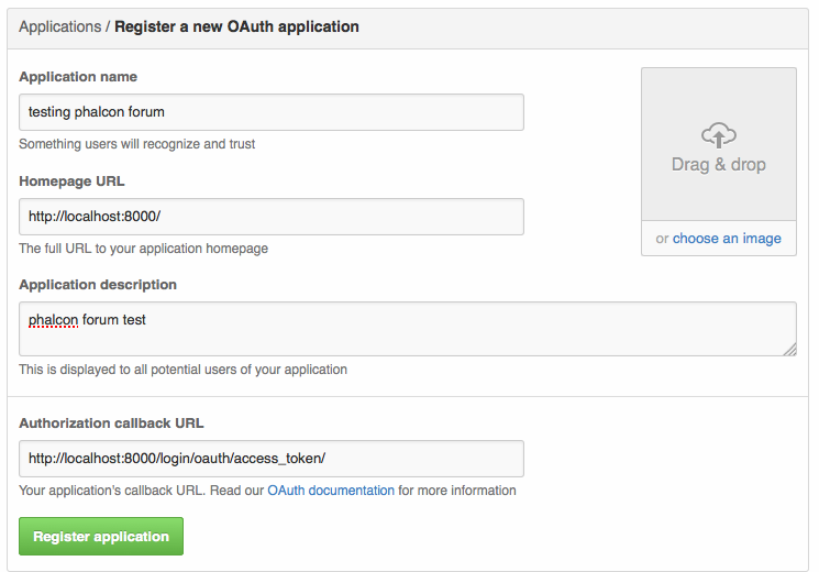 GitHubアプリケーションの登録